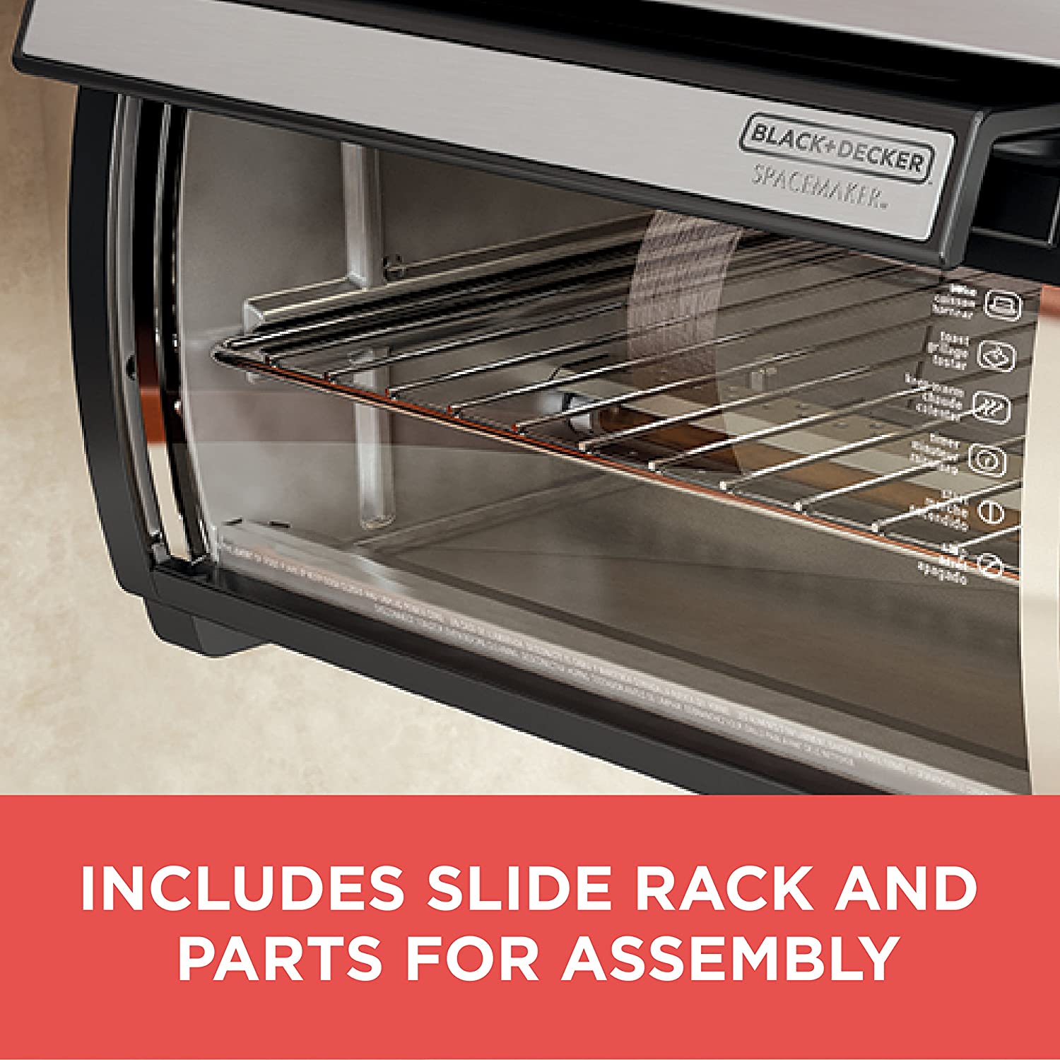 BLACK+DECKER Spacemaker Under-Counter Toaster Oven, Black/Stainless Steel, TROS1000D - Image 4