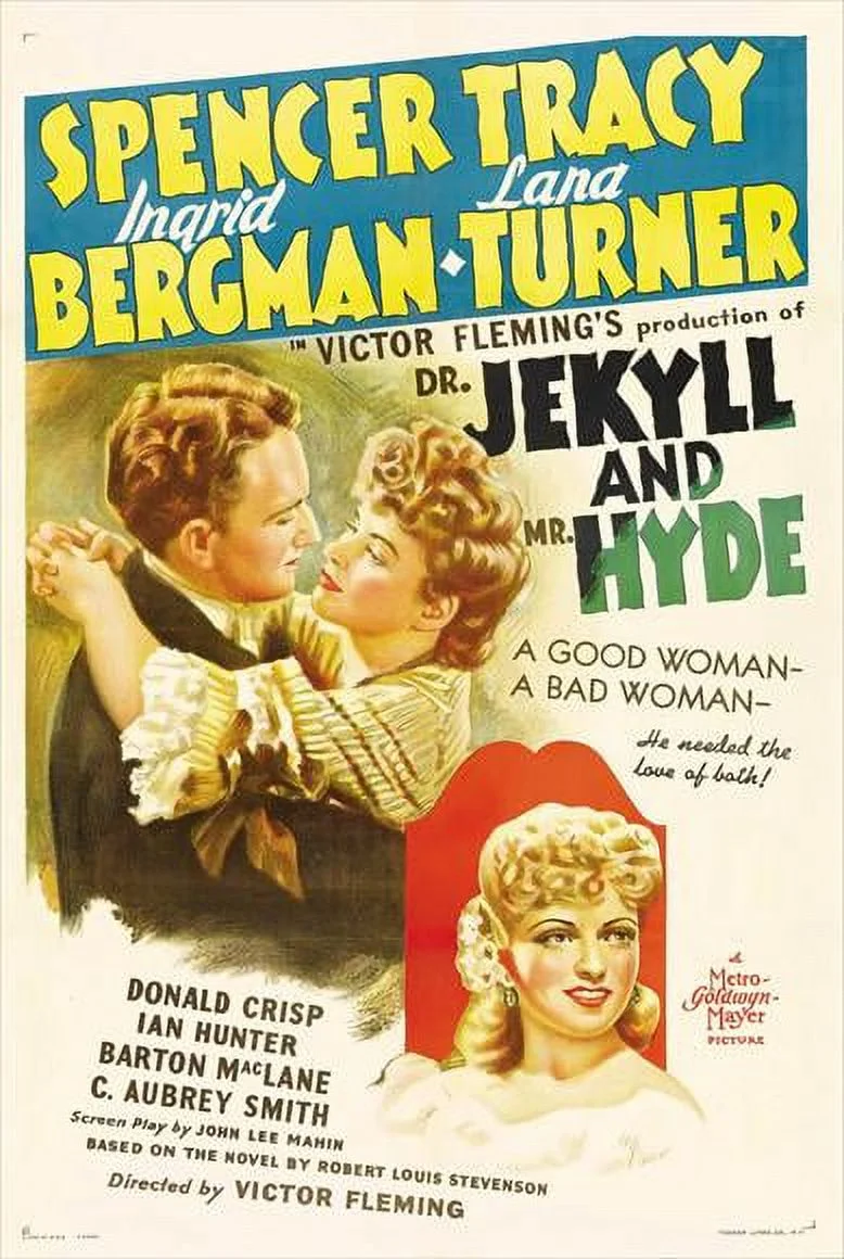 Dr. Jekyll and Mr. Hyde Poster Movie B 27 x 40 In – 69cm x 102cm Spencer Tracy Ingrid Bergman Lana Turner Donald Crisp Ian Hunter Barton MacLane