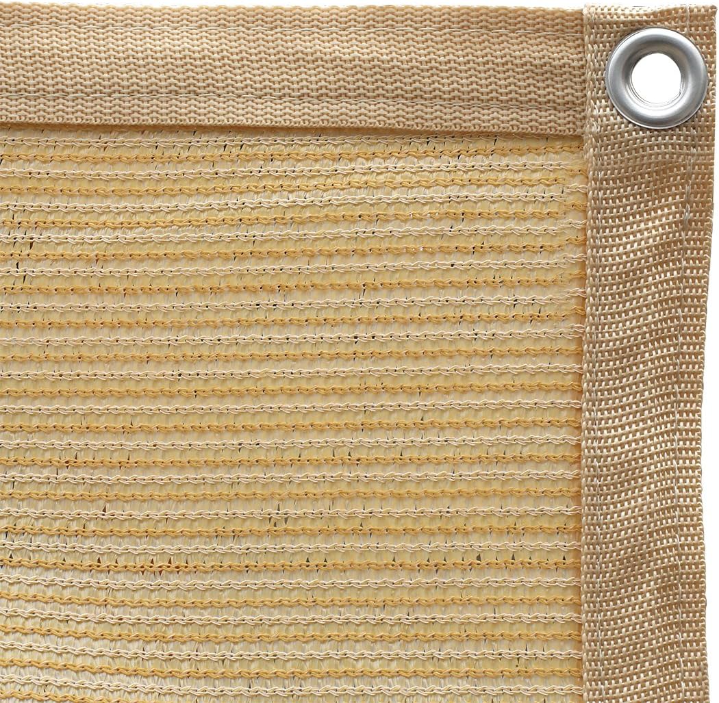 Shatex 90% Shade Fabric Sun Shade Cloth Taped Edge with Grommets Sun-Block Mesh Shade for Pergola Cover Canopy 12?? x 20??, Wheat, 12 Bungee Balls - Image 6